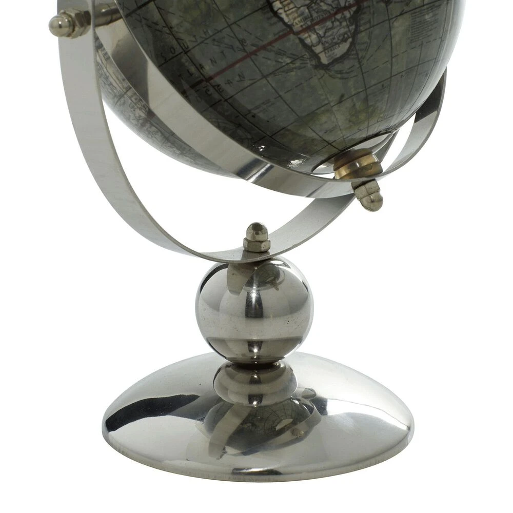 Maple And Jade 9" Stainless Steel Globe In Silver, Blue And Green 5 Maple And Jade 9" Stainless Steel Globe In Silver, Blue And Green - Image 3