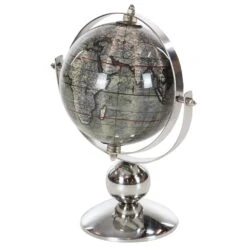 Maple And Jade 9" Stainless Steel Globe In Silver, Blue And Green 13 Maple And Jade 9" Stainless Steel Globe In Silver, Blue And Green -Home Decoration Series 64007354 5