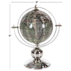 Maple And Jade 9" Stainless Steel Globe In Silver, Blue And Green 15 Maple And Jade 9" Stainless Steel Globe In Silver, Blue And Green -Home Decoration Series 64007354 7