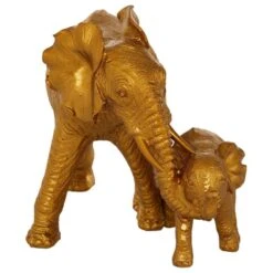 Maple And Jade Elephant Sculpture In Gold -Home Decoration Series 64009160 4
