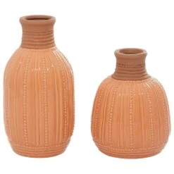Maple And Jade Ceramic Vase In Peach And Beige (Set Of 2) -Home Decoration Series 64010796 5