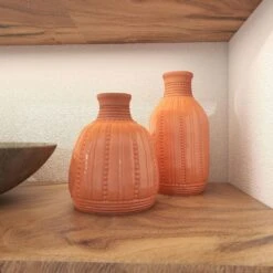 Maple And Jade Ceramic Vase In Peach And Beige (Set Of 2) -Home Decoration Series 64010796 8
