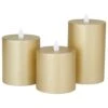 Maple And Jade 6" Unscented Flameless Candle With Remote In Gold (Set Of 3) -Home Decoration Series 64013105 1