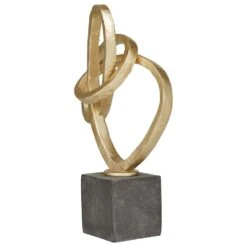 Maple And Jade 17" Abstract Infinite Random Loop Sculpture In Gold And Black 12 Maple And Jade 17" Abstract Infinite Random Loop Sculpture In Gold And Black -Home Decoration Series 64017544 4