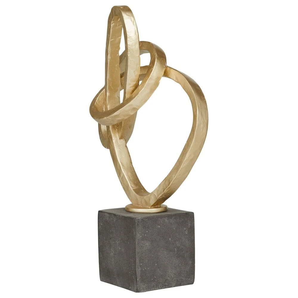 Maple And Jade 17" Abstract Infinite Random Loop Sculpture In Gold And Black 6 Maple And Jade 17" Abstract Infinite Random Loop Sculpture In Gold And Black - Image 4