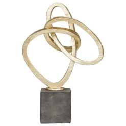 Maple And Jade 17" Abstract Infinite Random Loop Sculpture In Gold And Black 13 Maple And Jade 17" Abstract Infinite Random Loop Sculpture In Gold And Black -Home Decoration Series 64017544 5