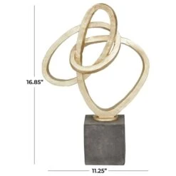 Maple And Jade 17" Abstract Infinite Random Loop Sculpture In Gold And Black 15 Maple And Jade 17" Abstract Infinite Random Loop Sculpture In Gold And Black -Home Decoration Series 64017544 7