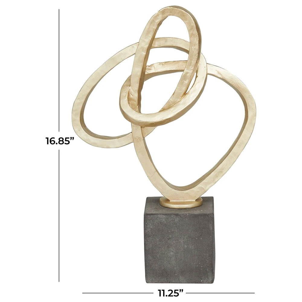 Maple And Jade 17" Abstract Infinite Random Loop Sculpture In Gold And Black 9 Maple And Jade 17" Abstract Infinite Random Loop Sculpture In Gold And Black - Image 7