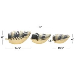 Maple And Jade Leaf-Inspired Decorative Bowl In Gold And Black (Set Of 3) -Home Decoration Series 64018781 8