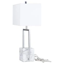 Maple And Jade Marble Modern Table Lamp In Silver And White -Home Decoration Series 64019334 2