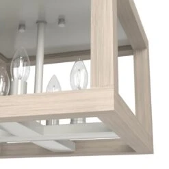 Hunter Squire Manor 4-Light Flush Mount In Brushed Nickel And Bleached Wood -Home Decoration Series 64205933 3