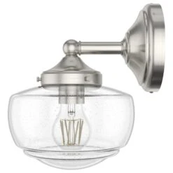 Hunter Saddle Creek 1-Light Sconce With Clear Seeded Shade In Brushed Nickel -Home Decoration Series 64206303 4
