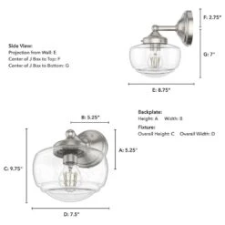 Hunter Saddle Creek 1-Light Sconce With Clear Seeded Shade In Brushed Nickel -Home Decoration Series 64206303 6