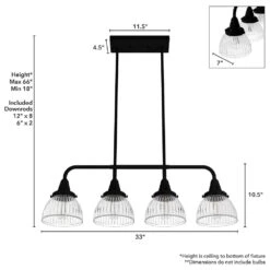 Hunter Cypress Grove 4-Light Linear Chandelier In Natural Iron -Home Decoration Series 64206642 7