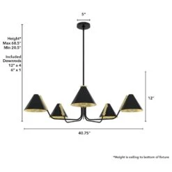 Hunter Grove Isle 5-Light Chandelier In Matte Black -Home Decoration Series 64206766 8