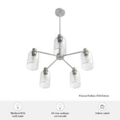 Hunter Lochmeade 5-Light Chandelier In Brushed Nickel -Home Decoration Series 64206782 8