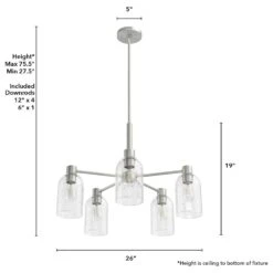 Hunter Lochmeade 5-Light Chandelier In Brushed Nickel -Home Decoration Series 64206782 9
