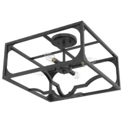 Hunter Highland Hill 4-Light Semi-Flush Mount In Rustic Iron