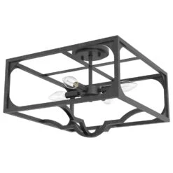 Hunter Highland Hill 4-Light Semi-Flush Mount In Rustic Iron -Home Decoration Series 64207665 4