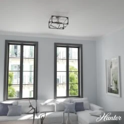 Hunter Highland Hill 4-Light Semi-Flush Mount In Rustic Iron -Home Decoration Series 64207665 5