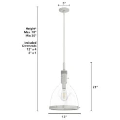 Hunter Van Nuys 13" 1-Light Pendant In Brushed Nickel -Home Decoration Series 64207715 7