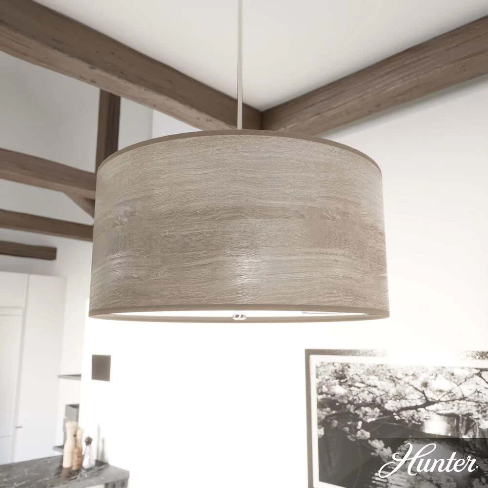 Hunter Solhaven 4-Light Mini Pendant With Light Gray Oak Shade In Brushed Nickel 4 Hunter Solhaven 4-Light Mini Pendant With Light Gray Oak Shade In Brushed Nickel - Image 2
