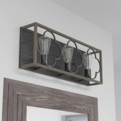 Hunter Gablecrest 3-Light Vanity In French Oak And Rustic Iron -Home Decoration Series 64208671 2