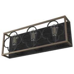 Hunter Gablecrest 3-Light Vanity In French Oak And Rustic Iron -Home Decoration Series 64208671 4