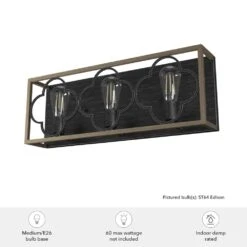 Hunter Gablecrest 3-Light Vanity In French Oak And Rustic Iron -Home Decoration Series 64208671 7