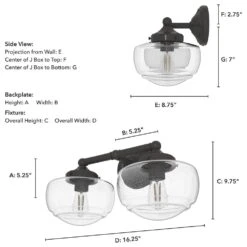 Hunter Saddle Creek 2-Light Vanity With Clear Seeded Shade In Noble Bronze -Home Decoration Series 64209240 6