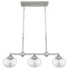Hunter Saddle Creek 3-Light Linear Chandelier With Clear Seeded Shade In Brushed Nickel 1 Hunter Saddle Creek 3-Light Linear Chandelier With Clear Seeded Shade In Brushed Nickel -Home Decoration Series 64209562 1