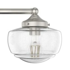 Hunter Saddle Creek 3-Light Linear Chandelier With Clear Seeded Shade In Brushed Nickel -Home Decoration Series 64209562 2