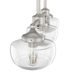 Hunter Saddle Creek 3-Light Linear Chandelier With Clear Seeded Shade In Brushed Nickel -Home Decoration Series 64209562 3