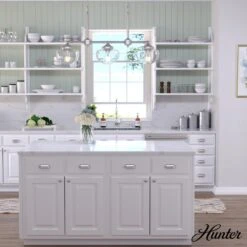 Hunter Saddle Creek 3-Light Linear Chandelier With Clear Seeded Shade In Brushed Nickel -Home Decoration Series 64209562 5