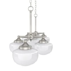 Hunter Saddle Creek 7-Light Linear Chandelier With White Shade In Brushed Nickel -Home Decoration Series 64209596 3