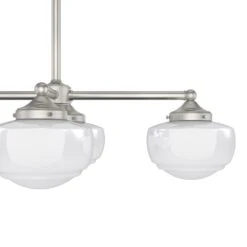Hunter Saddle Creek 7-Light Linear Chandelier With White Shade In Brushed Nickel -Home Decoration Series 64209596 4