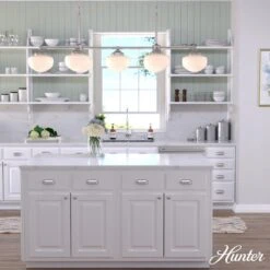 Hunter Saddle Creek 7-Light Linear Chandelier With White Shade In Brushed Nickel -Home Decoration Series 64209596 6