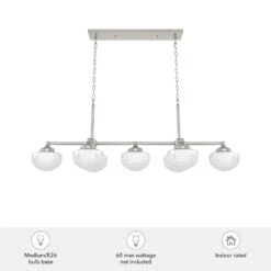 Hunter Saddle Creek 7-Light Linear Chandelier With White Shade In Brushed Nickel -Home Decoration Series 64209596 7