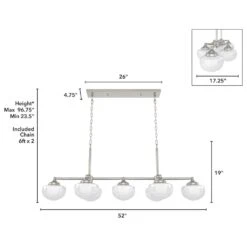 Hunter Saddle Creek 7-Light Linear Chandelier With White Shade In Brushed Nickel -Home Decoration Series 64209596 9