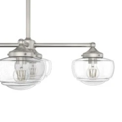 Hunter Saddle Creek 7-Light Linear Chandelier With Seeded Shade In Brushed Nickel -Home Decoration Series 64209604 4