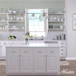 Hunter Saddle Creek 7-Light Linear Chandelier With Seeded Shade In Brushed Nickel -Home Decoration Series 64209604 6