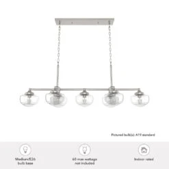 Hunter Saddle Creek 7-Light Linear Chandelier With Seeded Shade In Brushed Nickel -Home Decoration Series 64209604 7