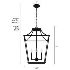 Hunter Laurel Ridge 18" 4-Light Lantern Pendant In Natural Iron -Home Decoration Series 64211261 6