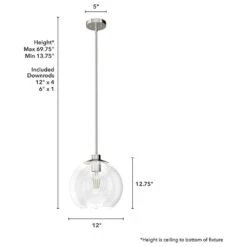 Hunter Xidane 1-Light Medium Pendant In Brushed Nickel -Home Decoration Series 64211840 8