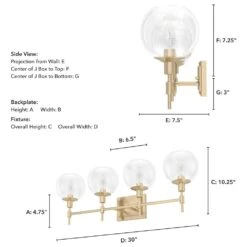Hunter Xidane 4-Light Vanity In Alturas Gold -Home Decoration Series 64211964 7