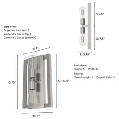 Hunter Woodburn 2-Light Wall Sconce In Brushed Nickel -Home Decoration Series 64212483 6