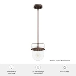 Hunter Karloff 1-Light Pendant In Textured Rust -Home Decoration Series 64212616 6