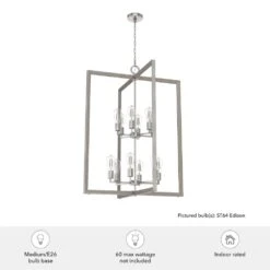 Hunter Woodburn 12-Light Foyer Pendant In Brushed Nickel -Home Decoration Series 64212756 5