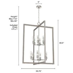 Hunter Woodburn 12-Light Foyer Pendant In Brushed Nickel -Home Decoration Series 64212756 6
