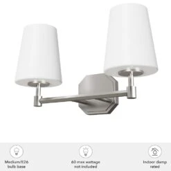 Hunter Nolita 2-Light Vanity In Brushed Nickel -Home Decoration Series 64212947 5